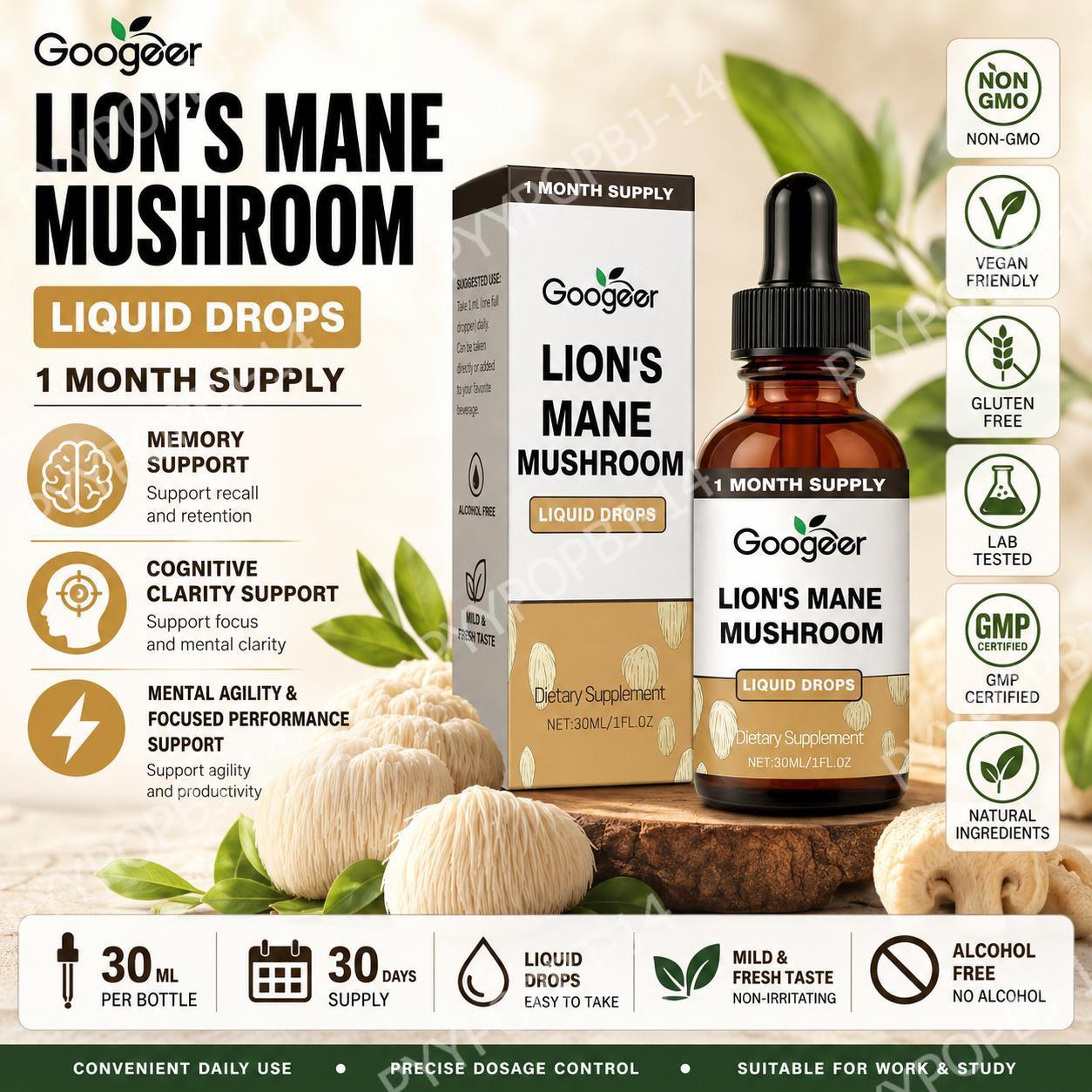 Herbal Tea - Googeer Lion's Mane Mushroom Liquid Drops