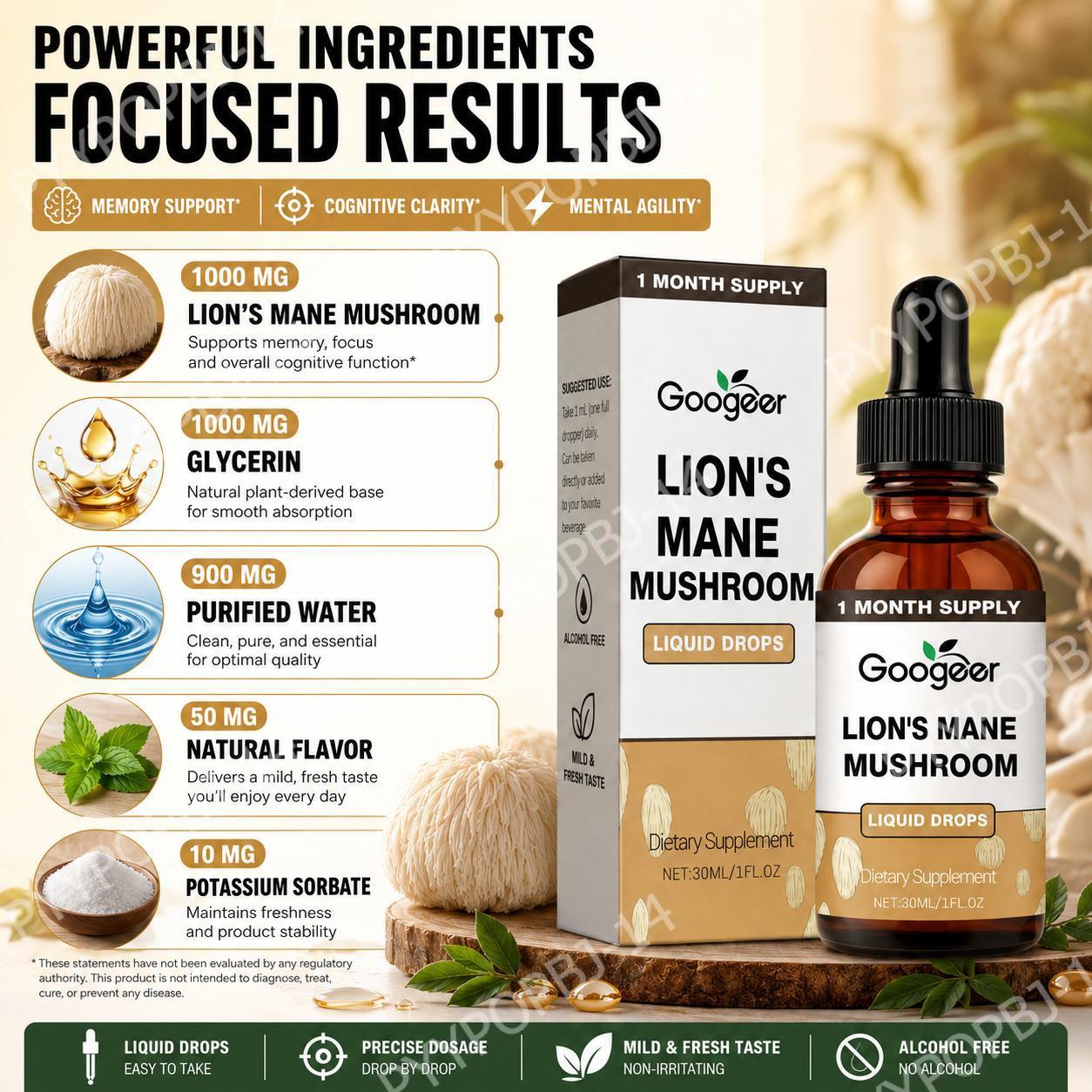 Googeer Lion's Mane Mushroom L - đánh giá và giá Herbal Tea